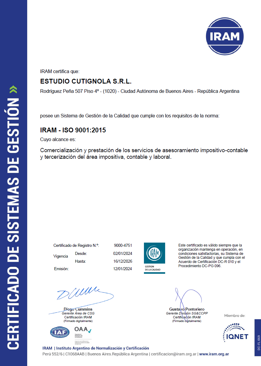 ISO9001:2015 Estudio Cutignola